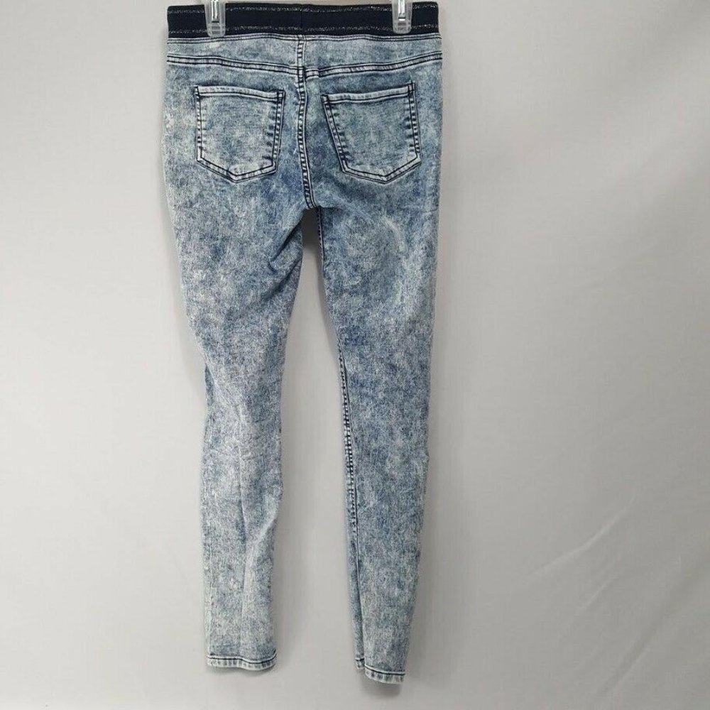 SO Girl's Jeggings Stretchy Pants Size 12 Acid Wash Sparkle Elastic Waist EUC - Picture 2 of 11
